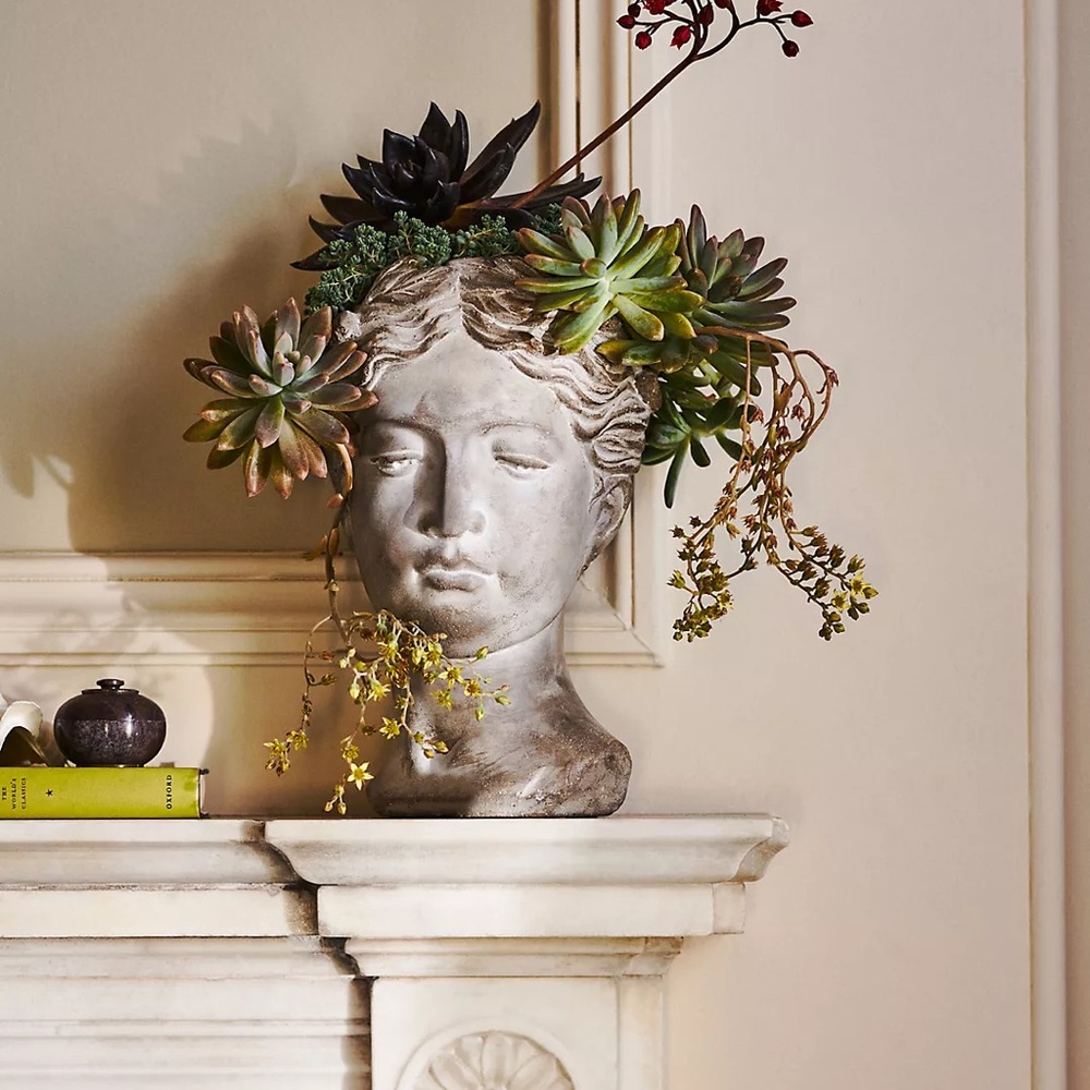 Anthropologie SMALL Grecian Bust Cement Pont - Picture 4 of 11